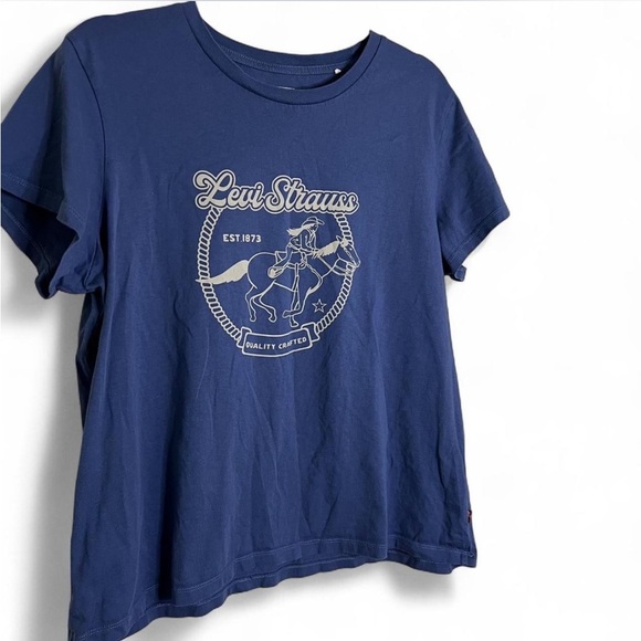 Levi’s XL Navy Blue Graphic Tee Cowgirl Shirt Western Vibe - Picture 2 of 4